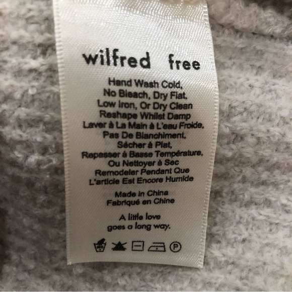 Wilfred v neck oatmeal color sweater with scalloped edging on bottom. XXS. - Picture 8 of 9